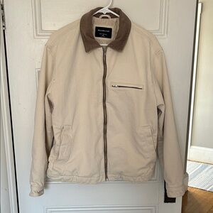 Abercrombie & Fitch Beige Jacket with Dark Brown Collar